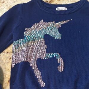 OshKosh B'gosh Navy Sweater with Sparkling Unicorn